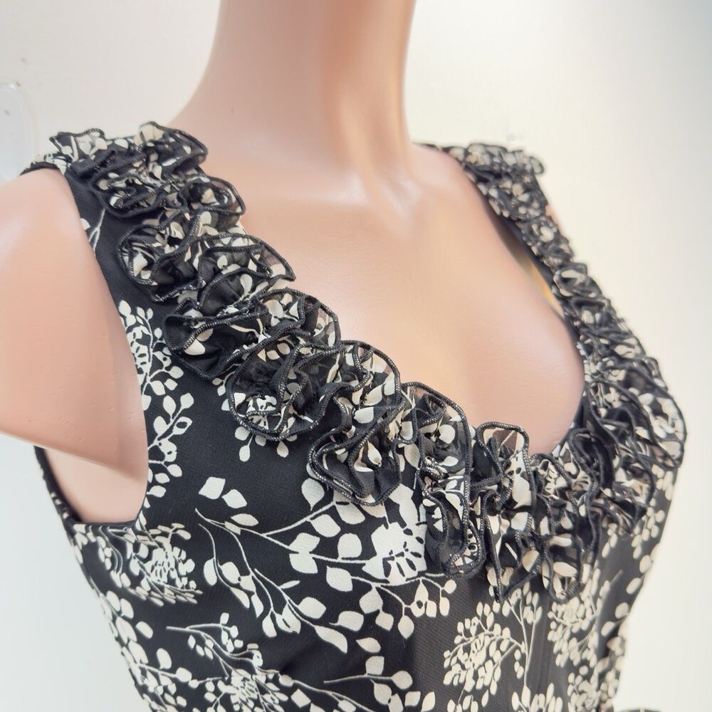NWT Signature by Robbie Bee 8 Petite Ruffle Dress Women's Black White  NWT - Picture 5 of 16